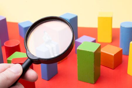 Different color and shape  building blocks.   Educational and toysの写真素材