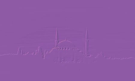 Outer silhouette view of Ottoman style mosque in Istanbulの写真素材