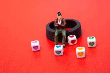 Colorful hearts in cubes for Valentine's day love concepts.の写真素材