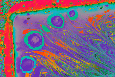 Beautiful abstract art of Ebru marbling painting techniques on water with acrylic paints