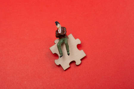 Puzzle piece as union and cooperation  thinking question, idea conceptの写真素材