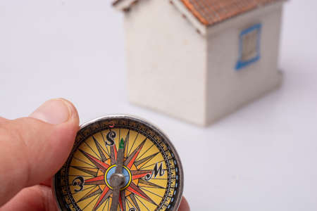 Compass tool in hand o as travel conceptの写真素材