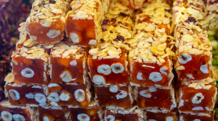 Load of traditional turkish delight lokum sugar coated soft candy