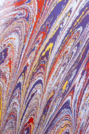 Beautiful abstract art of Ebru marbling painting techniques on water with paintsの写真素材