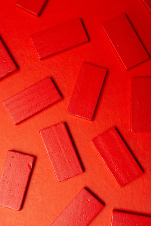 Colorful dominoes. Rainbow colored chain reaction.の写真素材