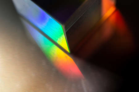 Optical glass cube Light dispersion,spectrum. Physics opticsの写真素材