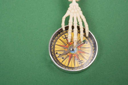 Compasswith a skeleton hand on it