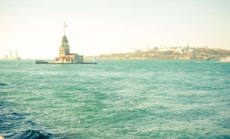 Maidens Tower located in the middle of Bosporus
