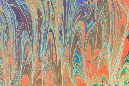 Beautiful abstract art of Ebru marbling painting techniques on water with acrylic paints