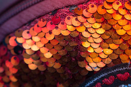 Sequined Circular Beaded for Glamour Vibrant Glittery Bokeh Festive Clothの写真素材