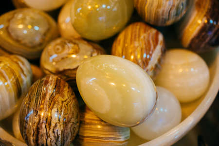 Bright Colorful marble  eggs   as natural mineral rock specimenの写真素材