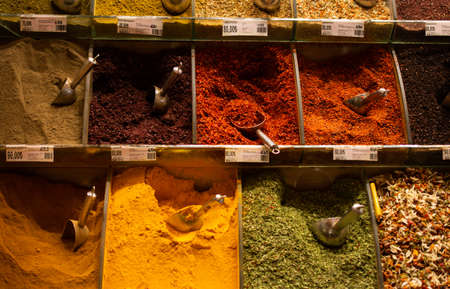 Oriental  colorful spices in a traditional Turkish Spice Bazaarの写真素材