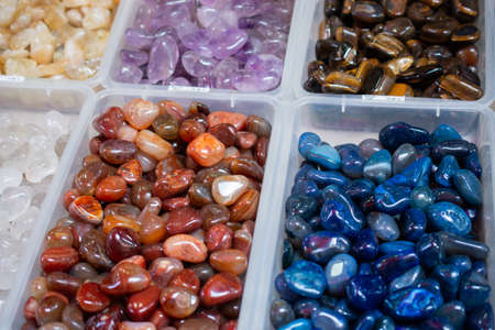 Set of natural various mineral gemstones of various color