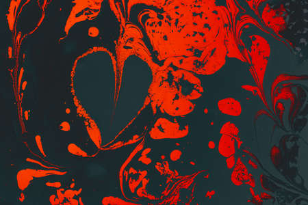 Beautiful abstract art of Ebru marbling painting techniques on water with paintsの写真素材