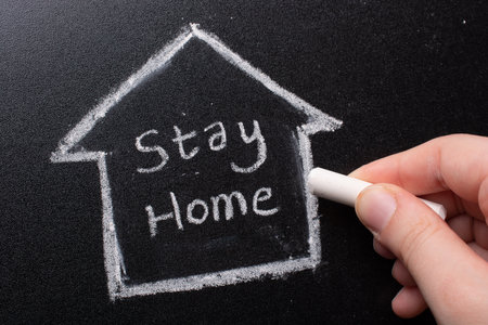 Concept of virus protection with text Stay Homeの写真素材