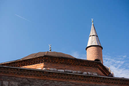 Outer view of Minaret of a mosque. Travel to Turkey concept