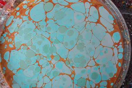 Beautiful abstract art of Ebru marbling painting techniques on water with paints