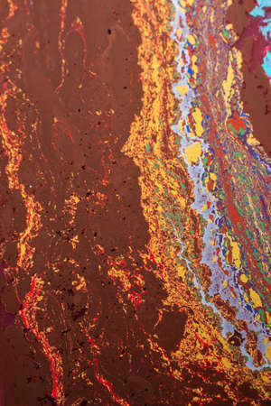 Beautiful abstract art of Ebru marbling painting techniques on water with paints
