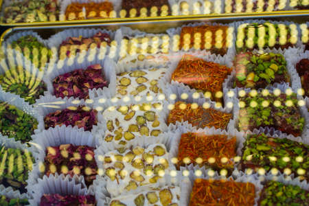 Load of traditional turkish delight lokum sugar coated soft candyの写真素材