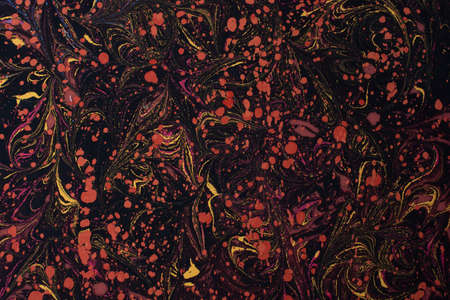 Beautiful abstract art of Ebru marbling painting techniques on water with paintsの写真素材