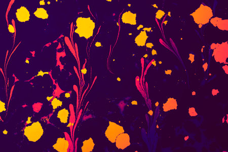 Ebru Marbling texture with floral patternsの写真素材