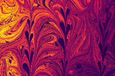 Ebru Marbling texture with floral patternsの写真素材