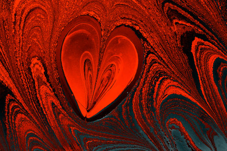 Beautiful abstract art of Ebru marbling painting techniques on water with paintsn for fabric, designの写真素材