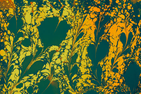 Ebru Marbling texture with floral patternsの写真素材