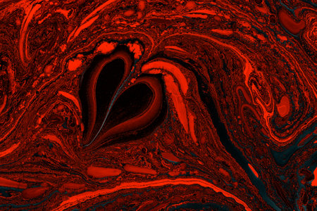 Beautiful abstract art of Ebru marbling painting techniques on water with paintsn for fabric, designの写真素材