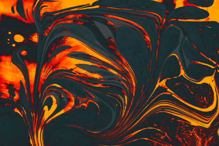 Ebru Marbling texture with floral patternsの写真素材