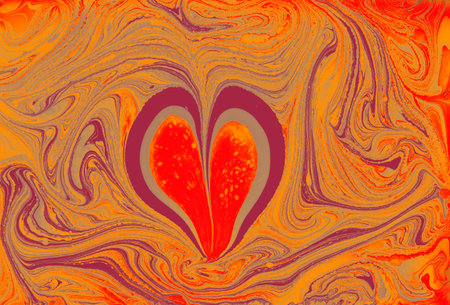 Beautiful abstract art of Ebru marbling painting techniques on water with paintsの写真素材