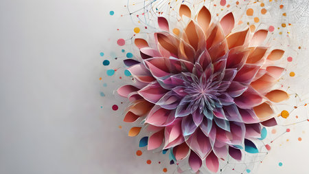 Futuristic creative abstract  flower illustration as beauty innovation concept. AI generated image, ai
Futuristic creative lowerillustration  as science and beauty innovation concept style.  AI generated image, aiの素材
