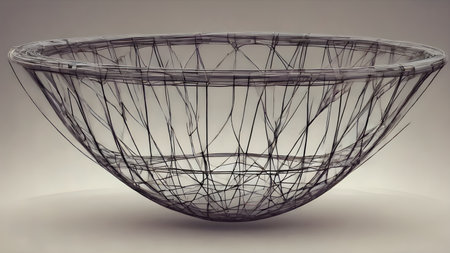 Wireframe of Abstract polygonal geometric shape with mesh net dots lines and connections . Trendy  geometric abstract shapes.   AI generated image, aiの素材