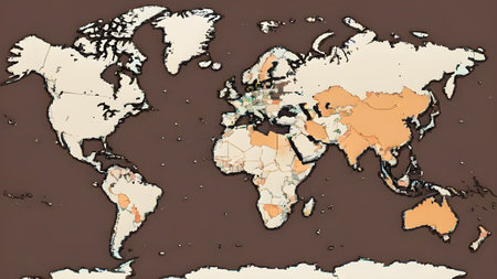 Polygonal mesh map of world. as lobalization internet and technology, travel, internet, earth or other concept.   AI generated image, aiの素材