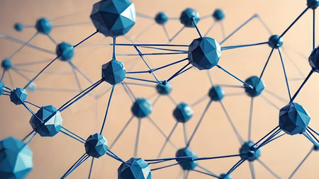 Science concept: atoms with chemical bonds. Molecular DNA structure.  Network structure chemical bonds in molecular level of lines and points, dots and connections.  AI generated image, aiの素材