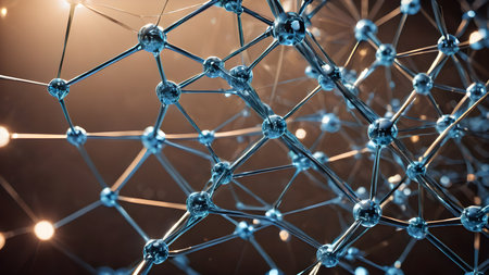 Science concept: atoms with chemical bonds. Molecular DNA structure.  Network structure chemical bonds. AI generated image, aiの素材