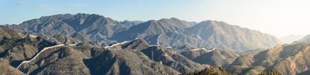 Badaling, panorama of the great Chinese wall built by hand in the mountains, wonder of the world.の写真素材