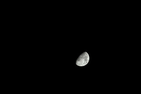 Moon on a black cloudless sky. A natural satellite.の写真素材