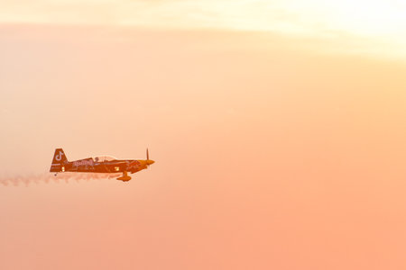 Leszno, Poland - June, 19, 2021: Red Bull Lukasz Czepiela performed in the Edge 540 plane at the...