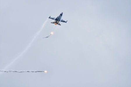 NATO DAYS, OSTRAVA, Czech republic - September, 18, 2021: F-16C Blok-52 + SoloTurk Demo Team at LeoÅ¡ JanÃ¡Äek Airport Ostrava. SOLOTURK is a demonstration team possessed by Turkish Air Force.のeditorial素材