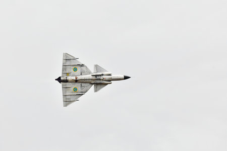 NATO DAYS, OSTRAVA, Czech republic - September, 18, 2021: Saab AJS37 Viggen landing at LeoÅ¡ JanÃ¡Äek Airport Ostrava. Swedish Air Force Historic Flight Saab AJS-37 Viggen fighter aircraft.のeditorial素材