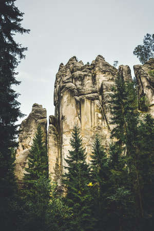 Teplicke Skaly, a rock town in the Czech Republic, an educational trail through the sandstone labyrinth.の写真素材