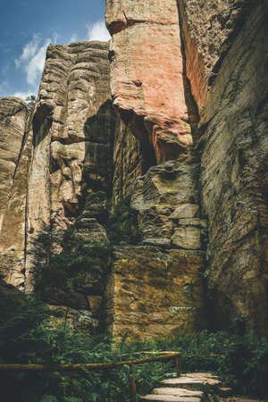 Teplicke Skaly, a rock town in the Czech Republic, an educational trail through the sandstone...