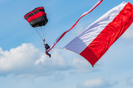 Leszno, Poland - June, 17, 2022: Antidotum Airshow Leszno. Sky Magic parachute group. During the...