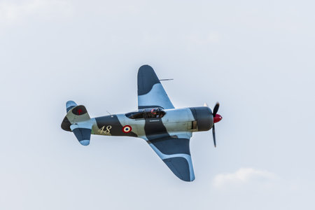 Leszno, Poland - June, 17, 2022: Antidotum Airshow Leszno, Yak-3 Soviet World War II fighter plane. The airplane pilot performs acrobatics in the air, demonstrating his skills.のeditorial素材