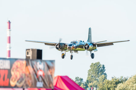 Leszno, Poland - June, 22, 2024: Antidote Airshow Leszno, Douglas C-47 Dakota plane, twin-engine...