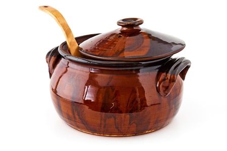 Balkan traditional clay pot cooking