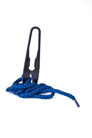 Small and precise scissors and wrapped around ropes