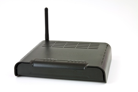 Desktop Home ADSL modem on a white backgroundの写真素材