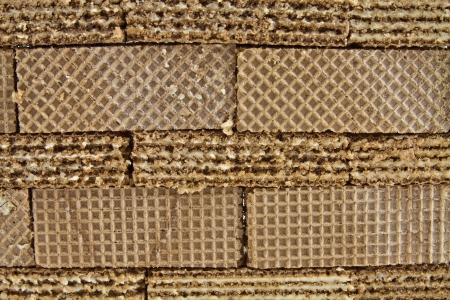 Wall of small cocoa wafers arranged side by sideの写真素材